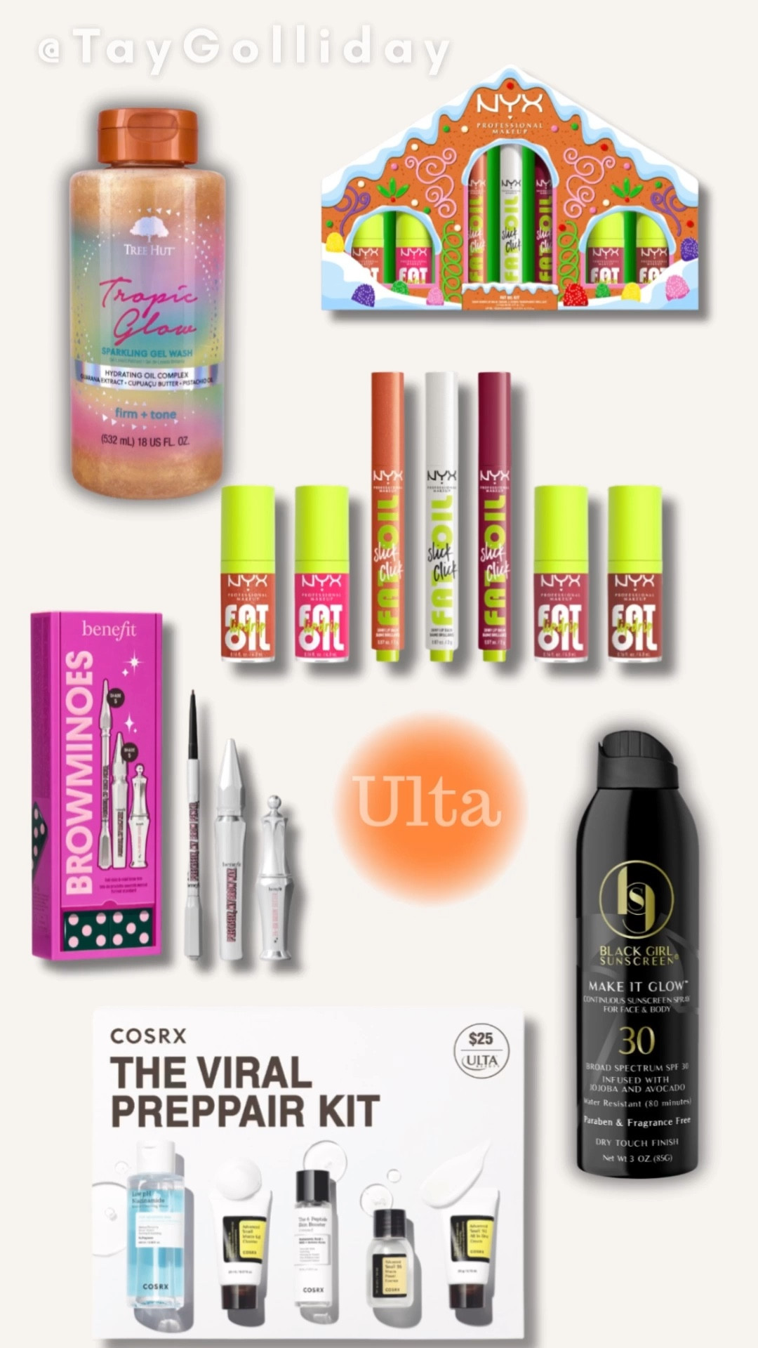 A few beauty items from my Ulta pick up order 🤗 Anybody else make any last minute purchases today??

✨ Benefit Cosmetics Holiday Gift Trio with brow service voucher • NYX Gingerbread House Fat Oil Kit • Tree Hut Tropical Glow Sparkling Gel Body Wash • COSRX Advanced Snail Mucin Viral PrepPair Kit • Black Girl Sunscreen ✨

❄️ Merry Christmas | Stocking Stuffers | Last Minute Holiday Shopping ❄️

#LTKGiftGuide #LTKBeauty #LTKSaleAlert