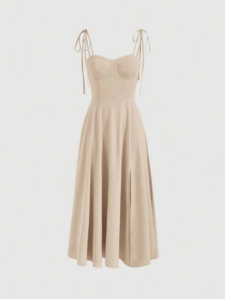 SHEIN MOD Solid Tie Shoulder Cami Dress | SHEIN