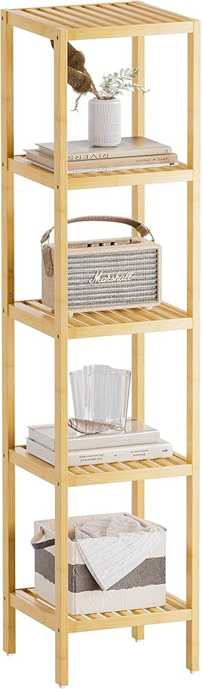 SMIBUY Bathroom Storage Shelf, 5-Tier Bamboo Rack Organizer, Multifunctional Shelving Unit for Li... | Amazon (CA)