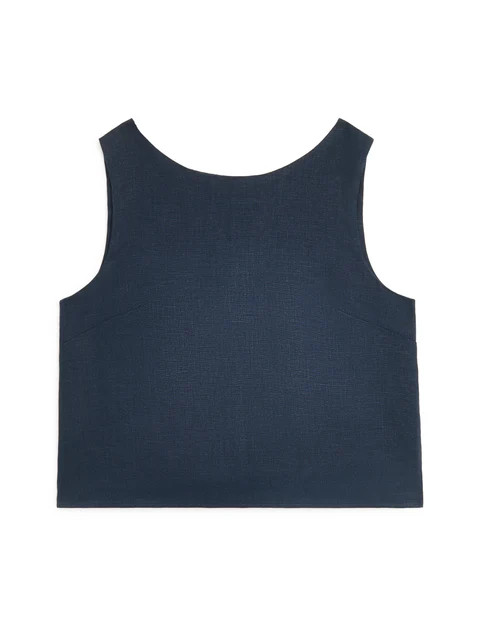 Jackie Top: Linen, Navy Blue | With Nothing Underneath