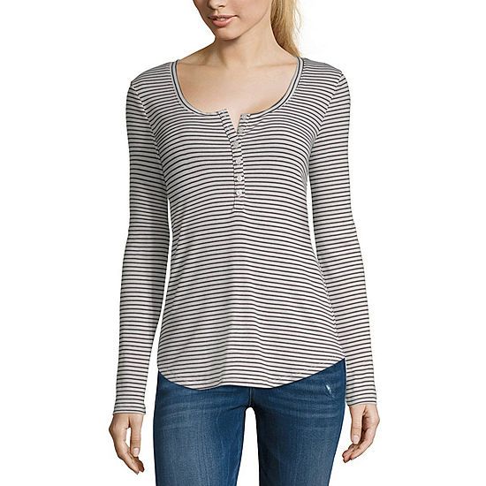 ana Long Sleeve Crew Neck T Shirt Womens JCPenney | JCPenney