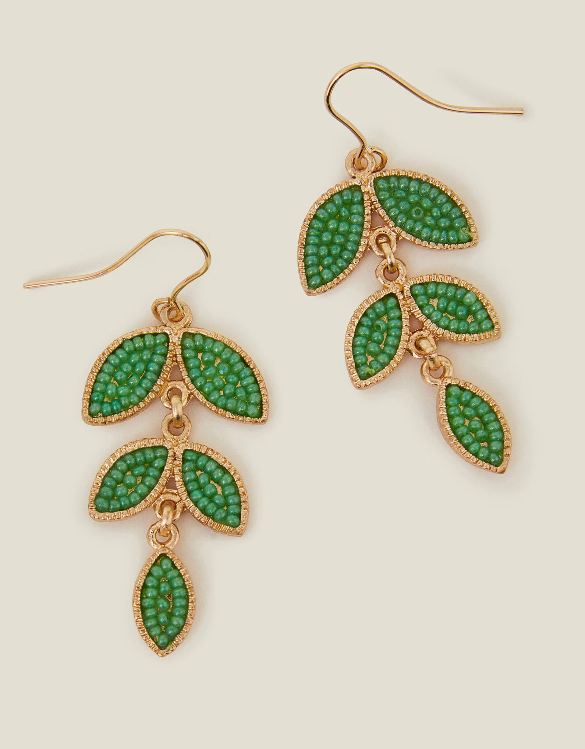Beaded Leaf Drop Earrings Green | Accessorize (Global)