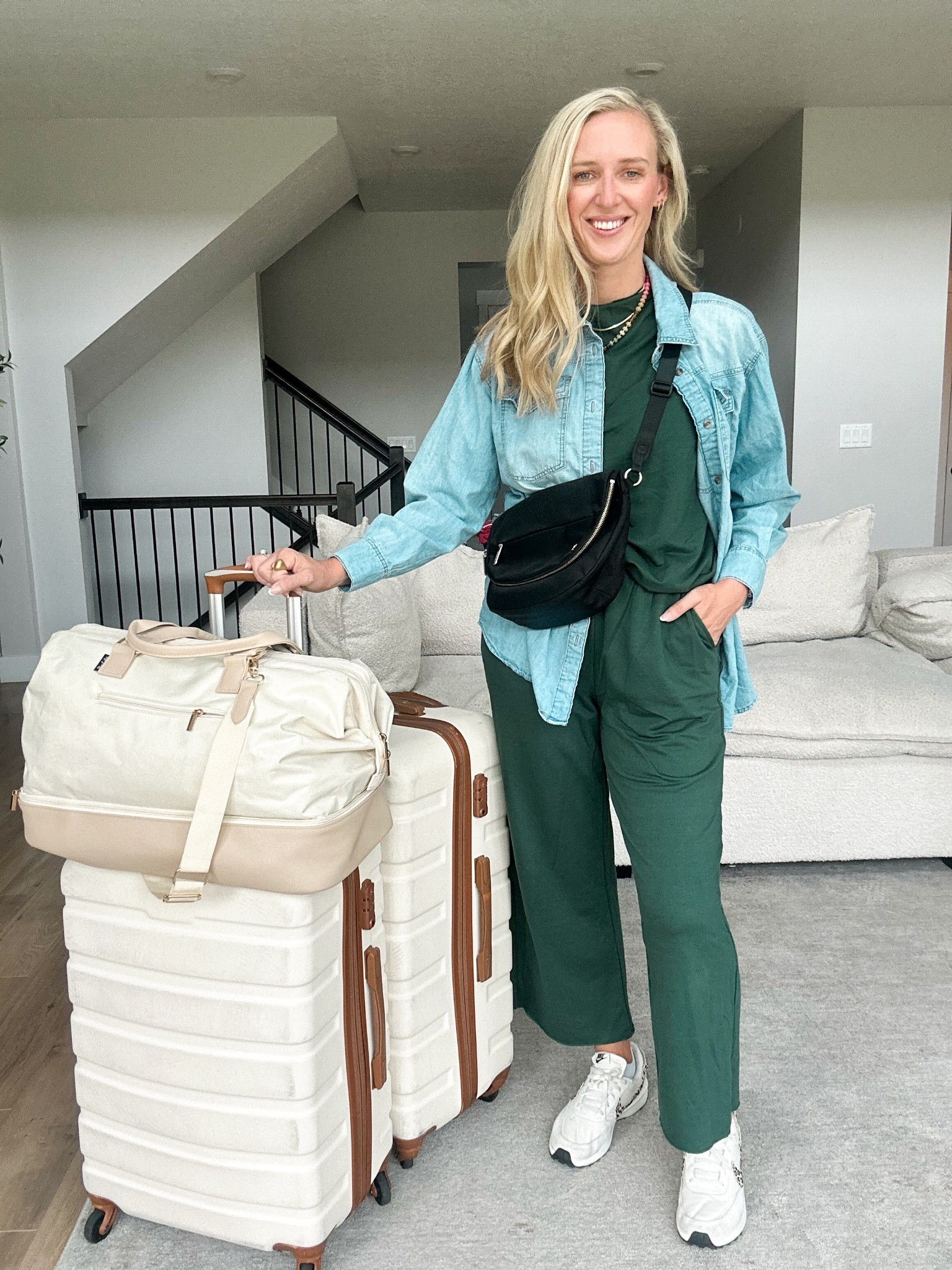 ✈️ Travel Outfit Idea ✈️
Comfort + style for the airport, road trips, or weekend getaways! This two-piece Amazon set is soft, comfy, and perfect for travel days. I paired it with an oversized boyfriend shirt from Walmart (I’m in a size small) and my matching luggage set that I’ve had for over four years—it’s still in amazing condition. I’m in a size medium in the casual travel set and it runs true to size. Affordable + mom-approved + travel-friendly = perfection!

#TravelOutfit #TravelStyle #AirportStyle #AirportOutfit #AirplaneOutfit #TravelLook #AmazonFashion #AmazonFinds #WalmartFashion #AffordableStyle #BudgetFashion #MomStyle #MomFashion #TravelOutfitIdeas #TravelEssentials #TravelFriendlyStyle #AffordableOOTD #EverydayStyle #CasualOOTD #AmazonOOTD #TravelOnABudget #ComfortableStyle

#LTKTravel #LTKCon #LTKFindsUnder50