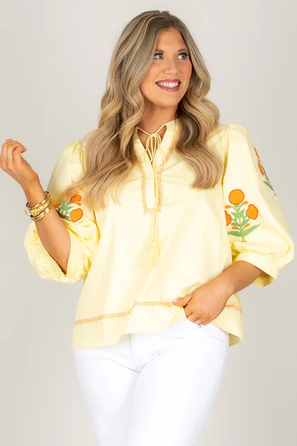 Sweet Statement Butter Yellow Short Sleeve Blouse | The Willow Tree