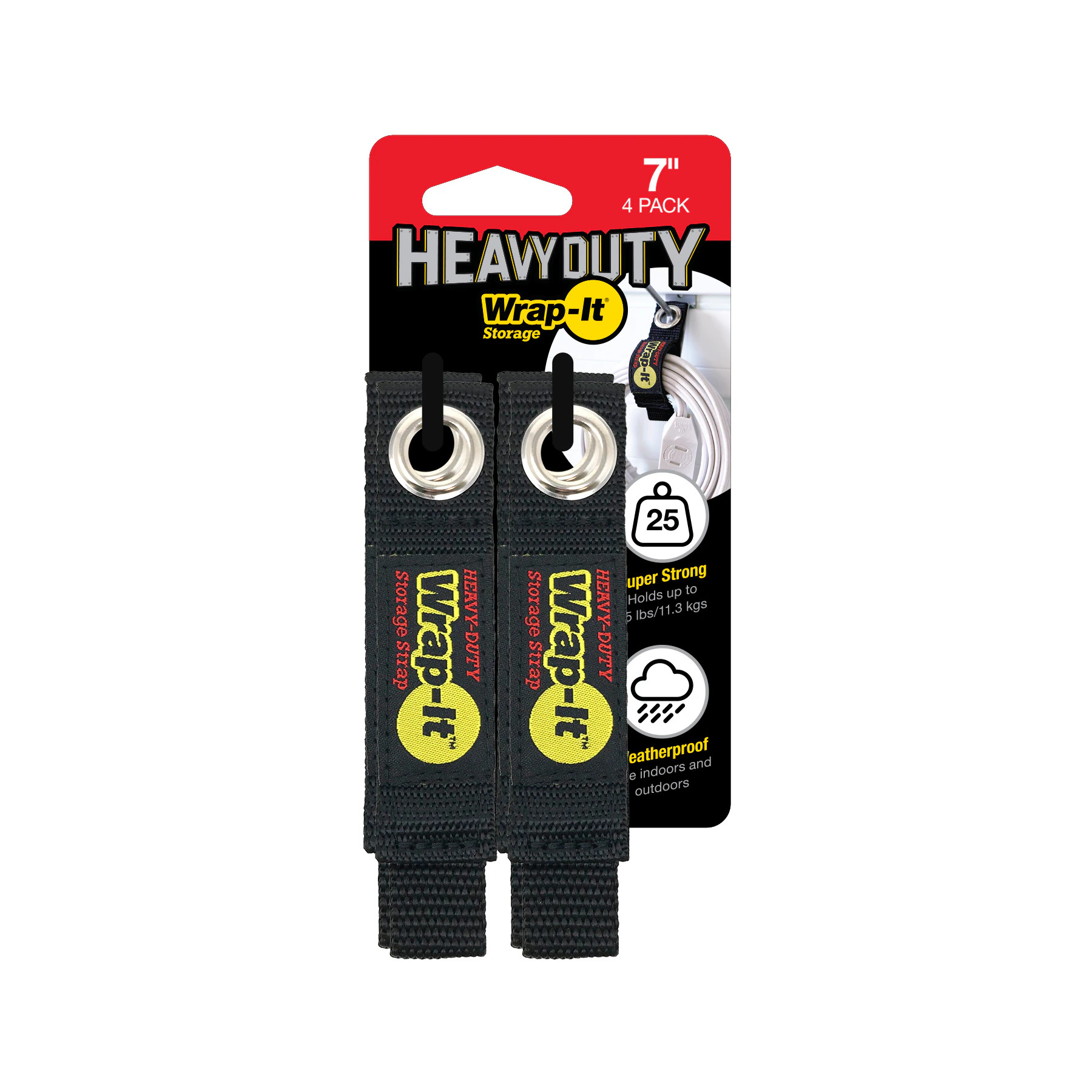 Wrap-It Heavy-Duty Storage Straps, Extension Cord Hangers 7 Inch Black Hook loop fastener 4 -Pack Stainless Steel | 104-10BX | Lowe's