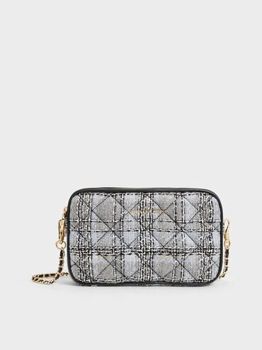 Mini Apfra Tweed Quilted Crossbody Bag
 - Multi | Charles & Keith UK