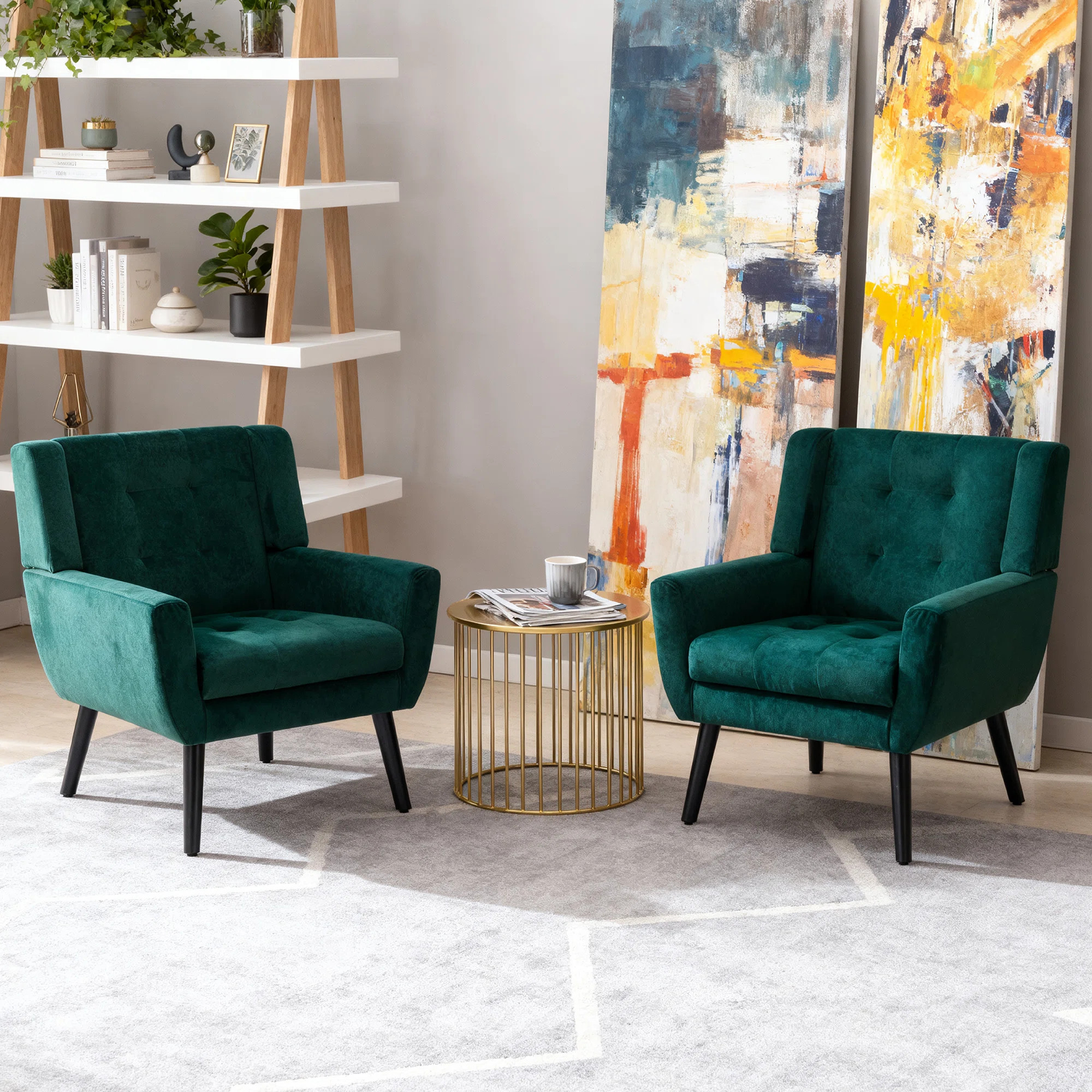 Tufted Upholstered Wide Back Armchair 2PCS/SET (Set of 2) | Wayfair North America
