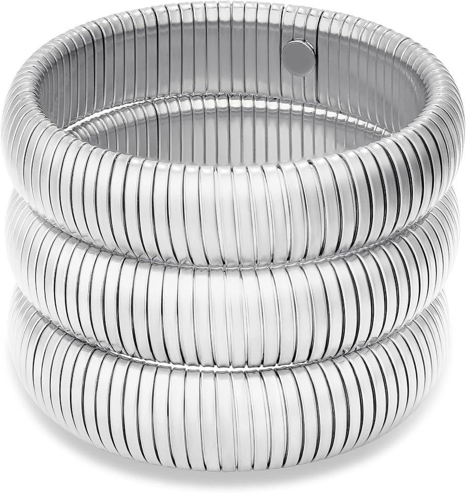 Gold Bangle Bracelets Set for Women Men Stretchy Link Chain Bracelet Flexible Wide Wristband Bang... | Amazon (US)