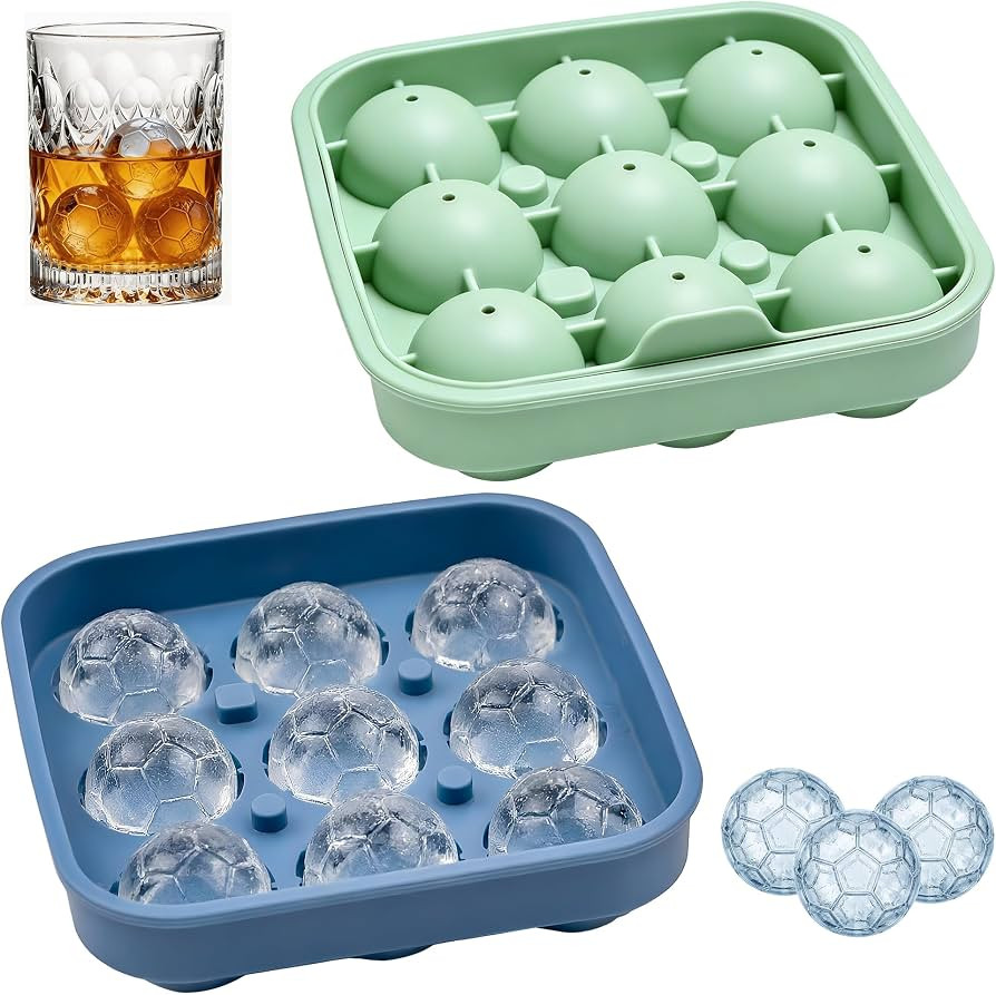 Soccer Ice Cube Tray | 2 Pack Silicone Soccer Ball Ice Mold with 9-Cavities | Amazon (US)