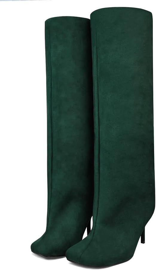 Knee High Boots Wide Calf Women Long Suede Square Toe Bootie Tall Cute Slouchy Fashion Boots Ladi... | Amazon (US)