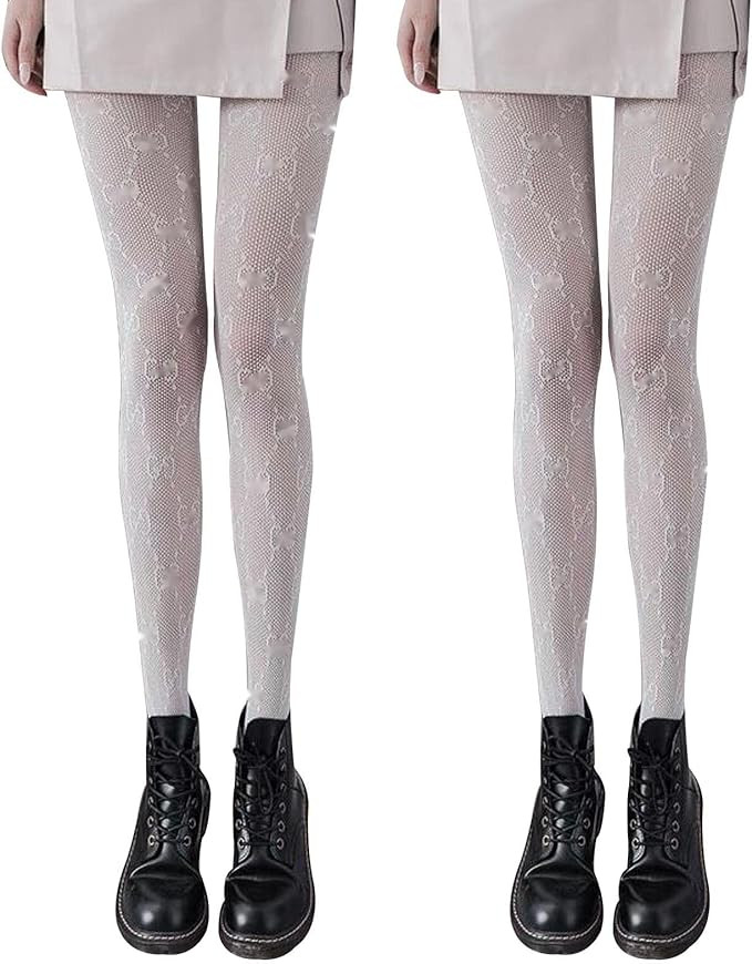 SERAPHY 2 Pairs Womens Control Top Pantyhose, Hight Waist tight Stockings, Patterned Tights Fishn... | Amazon (US)