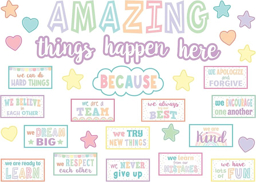 Teacher Created Resources Pastel Pop Amazing Things Happen Here Bulletin Board (TCR8413) | Amazon (US)