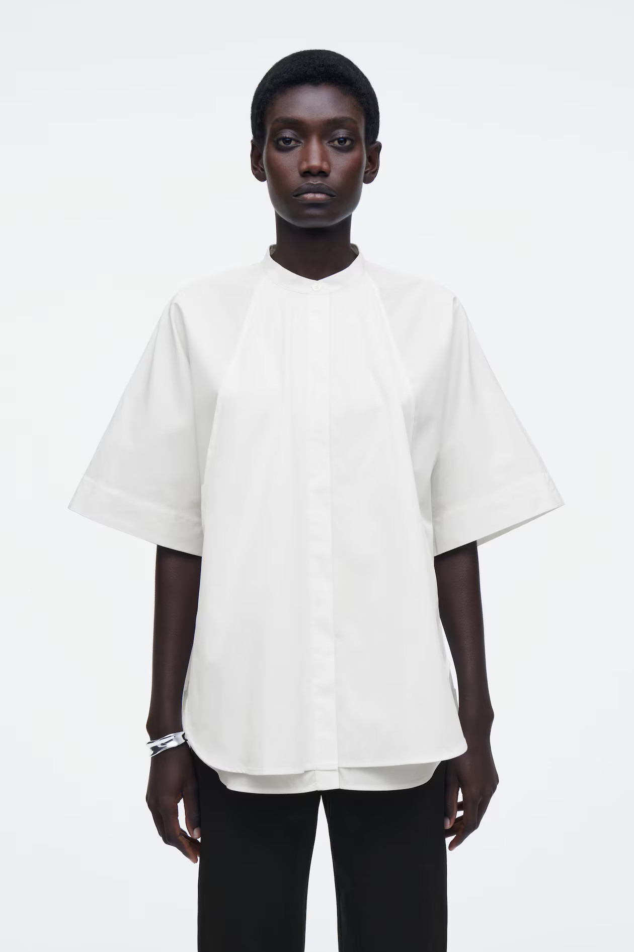 OVERSIZED CURVED-HEM COTTON SHIRT - WHITE | COS AU | COS (AU)