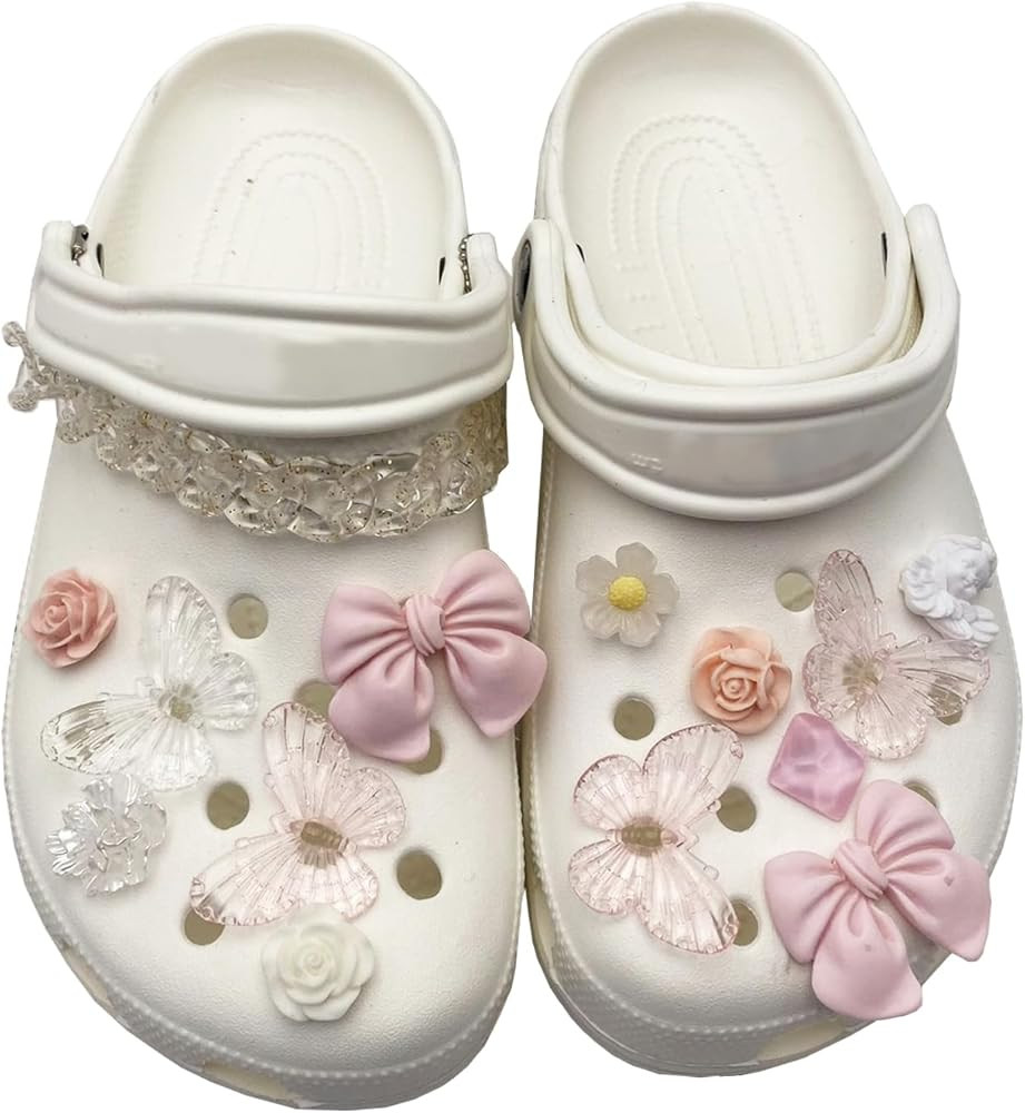 crayfomo Shoe Charms for Clogs Shoes,Shoes Decoration Charms,Beautiful Rhinestone Butterfly and B... | Amazon (US)