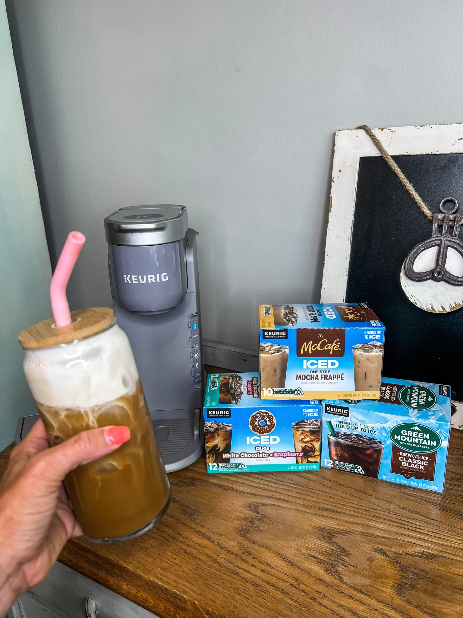 It’s Iced coffee 🧋season! Transforming my coffee bar into an iced one! Love my Iced Keurig 🧊 
#crazybusymama #icedcoffee 

#LTKhome #LTKFind #LTKunder100
