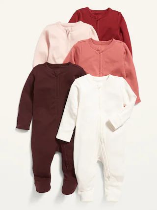 Unisex 2-Way-Zip Sleep &amp; Play Footed One-Piece 5-Pack for Baby | Old Navy (US)