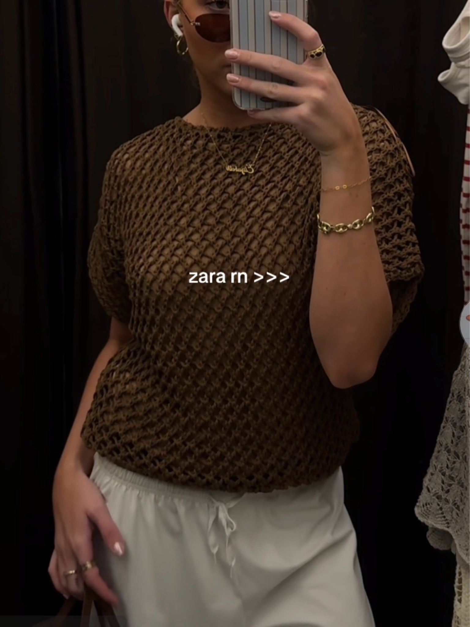 zara crochet knit top 