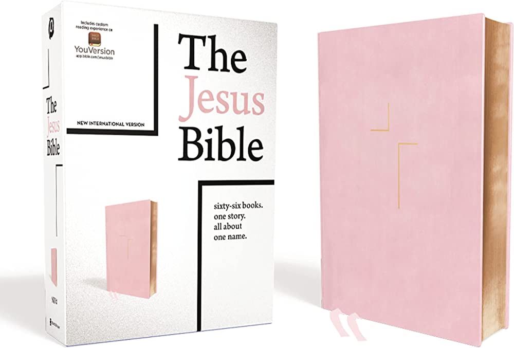 The Jesus Bible, NIV Edition, Leathersoft over Board, Pink, Comfort Print | Amazon (US)
