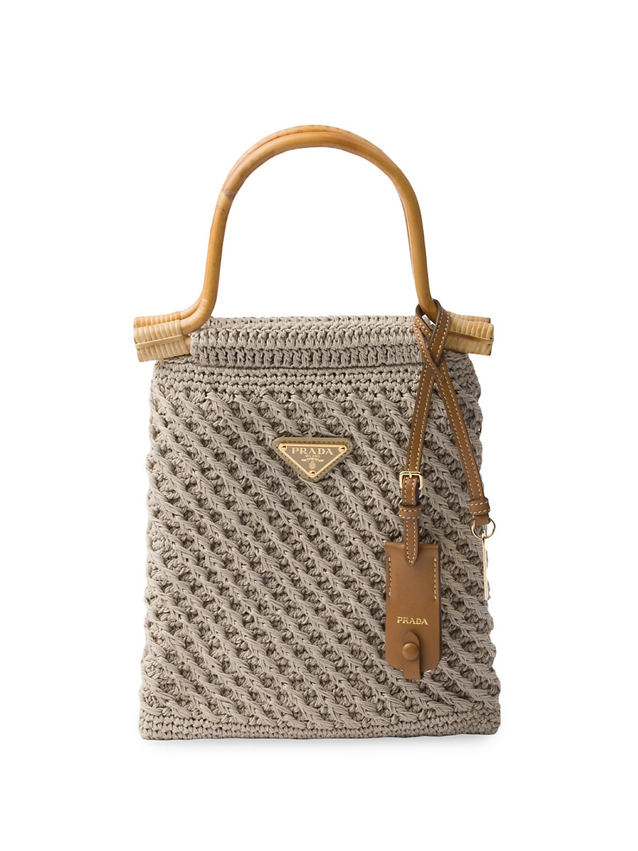 Women's Cotton Crochet Mini Top Handle Bag - Beige Khaki | Saks Fifth Avenue