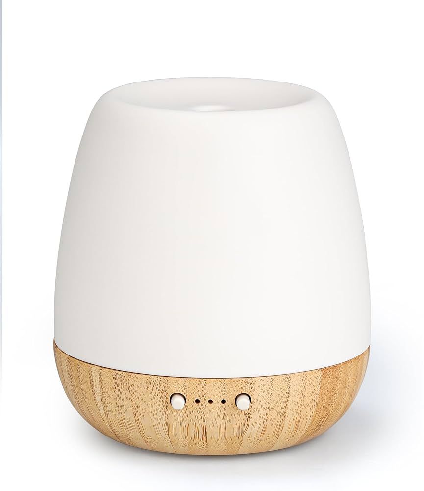 Ceramic Oil Diffuser Large Room: Solid Bamboo Base Essential Oil Diffusers for Home Aromatherapy ... | Amazon (US)