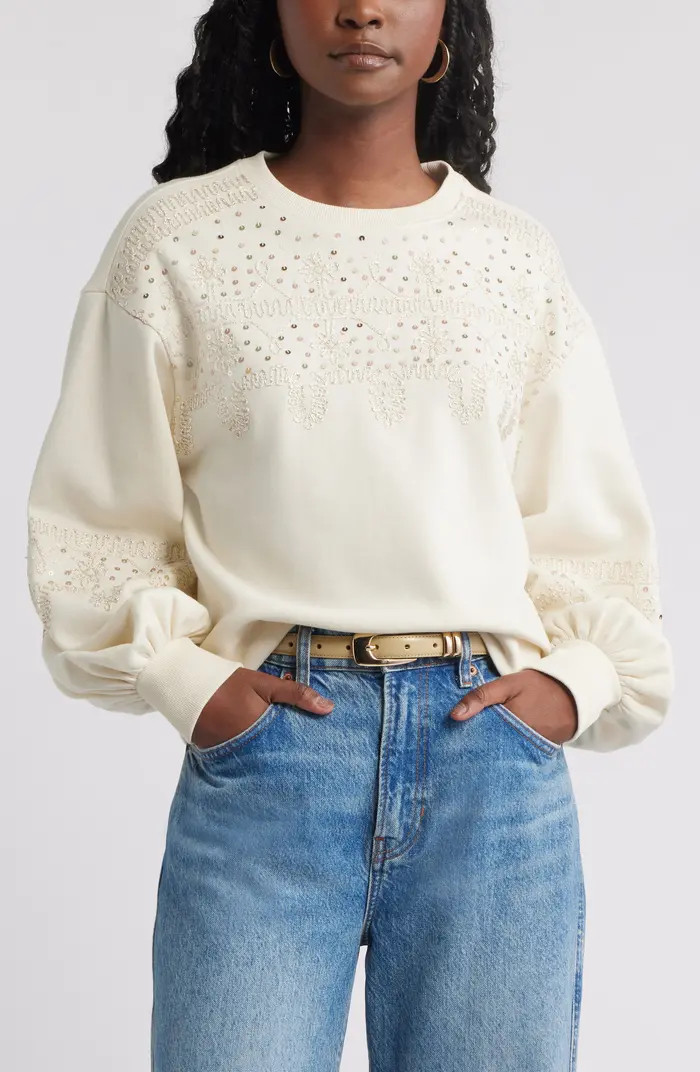 Treasure & Bond Sequin Embroidered Sweatshirt | Nordstrom | Nordstrom