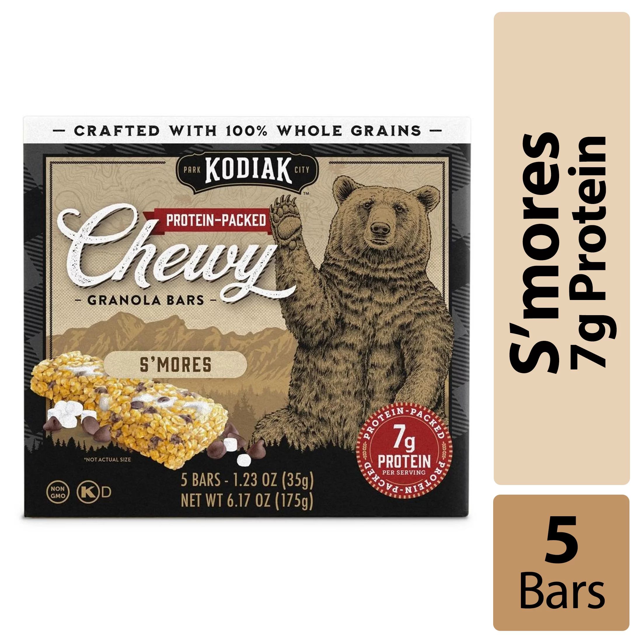 Kodiak Protein S'mores Chewy Granola Bars, 1.23 oz, 5 Count Box | Walmart (US)