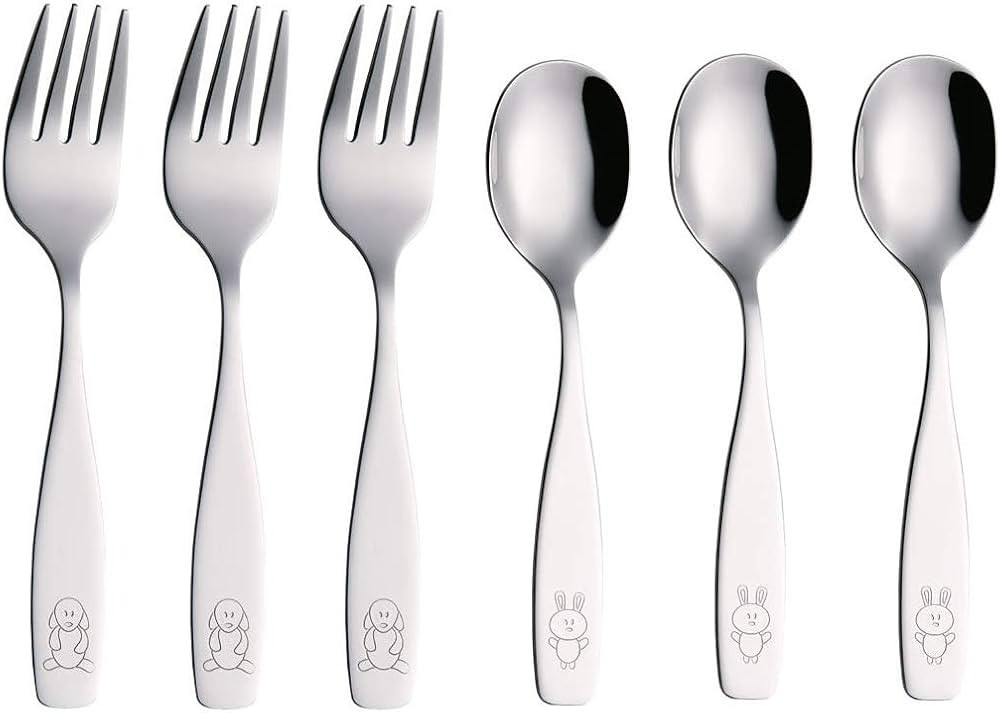 ANNOVA Kids Silverware 6 Pieces Children's Safe Flatware Set Stainless Steel - 3 x Forks, 3 x Chi... | Amazon (US)