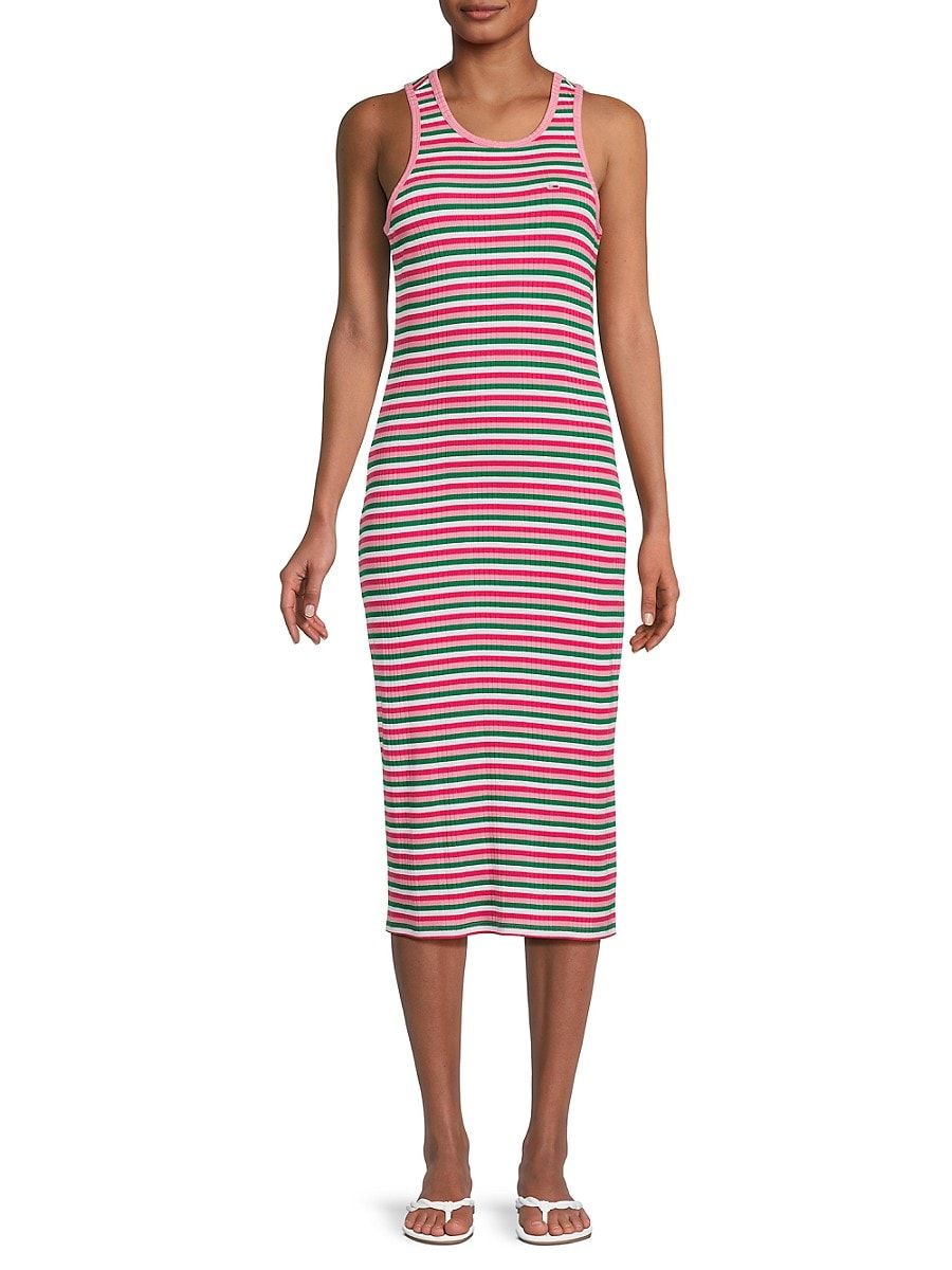 Tommy Jeans Women's Striped Ribbed Midi Bodycon Dress - Pink Multi - Size M | Saks Fifth Avenue OFF 5TH