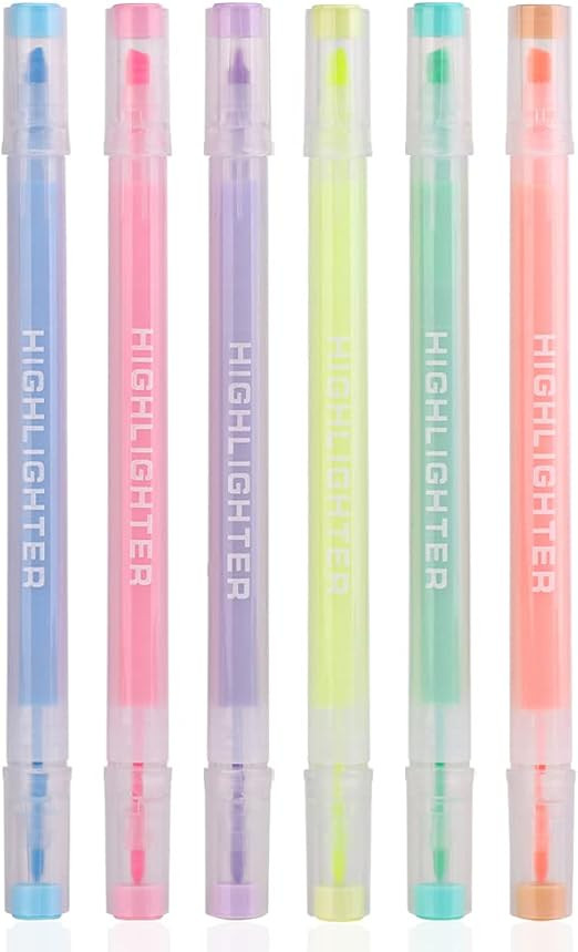 ZYWL Highlighter HM543-6 Double Ended Highlighter Broad and Fine Tips Soft Colors 6-Pack (Candy c... | Amazon (US)
