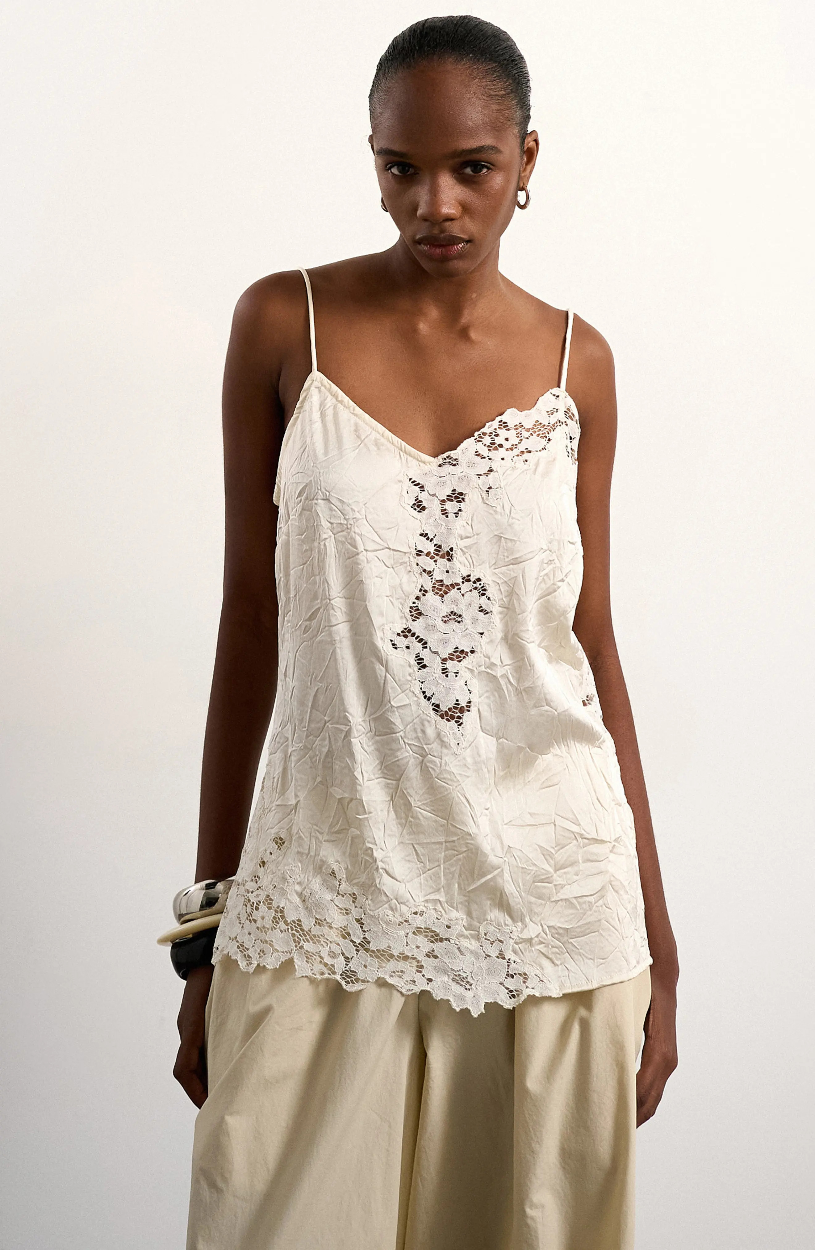 Topshop Crinkle Satin & Lace Camisole (Women) | Nordstrom | Nordstrom