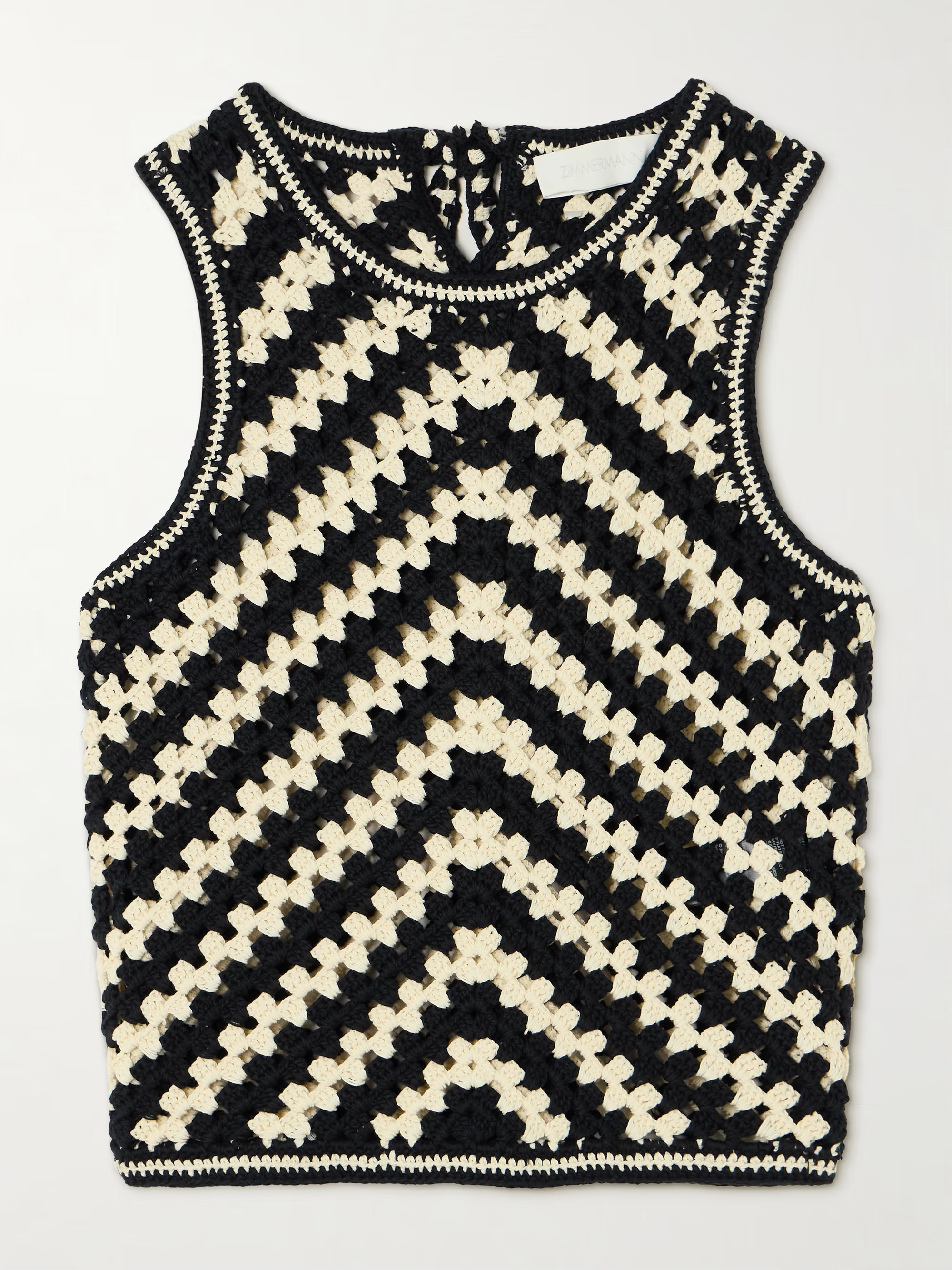 Halliday cropped two-tone crocheted cotton tank | NET-A-PORTER (US)