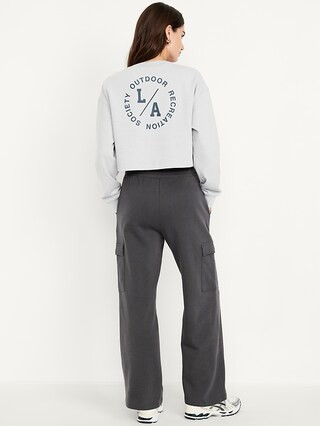 High-Waisted SoComfy Cargo Wide-Leg Sweatpants | Old Navy (US)