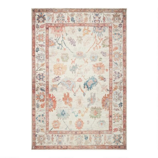 Zoe Multicolor Floral Distressed Persian Style Area Rug | World Market