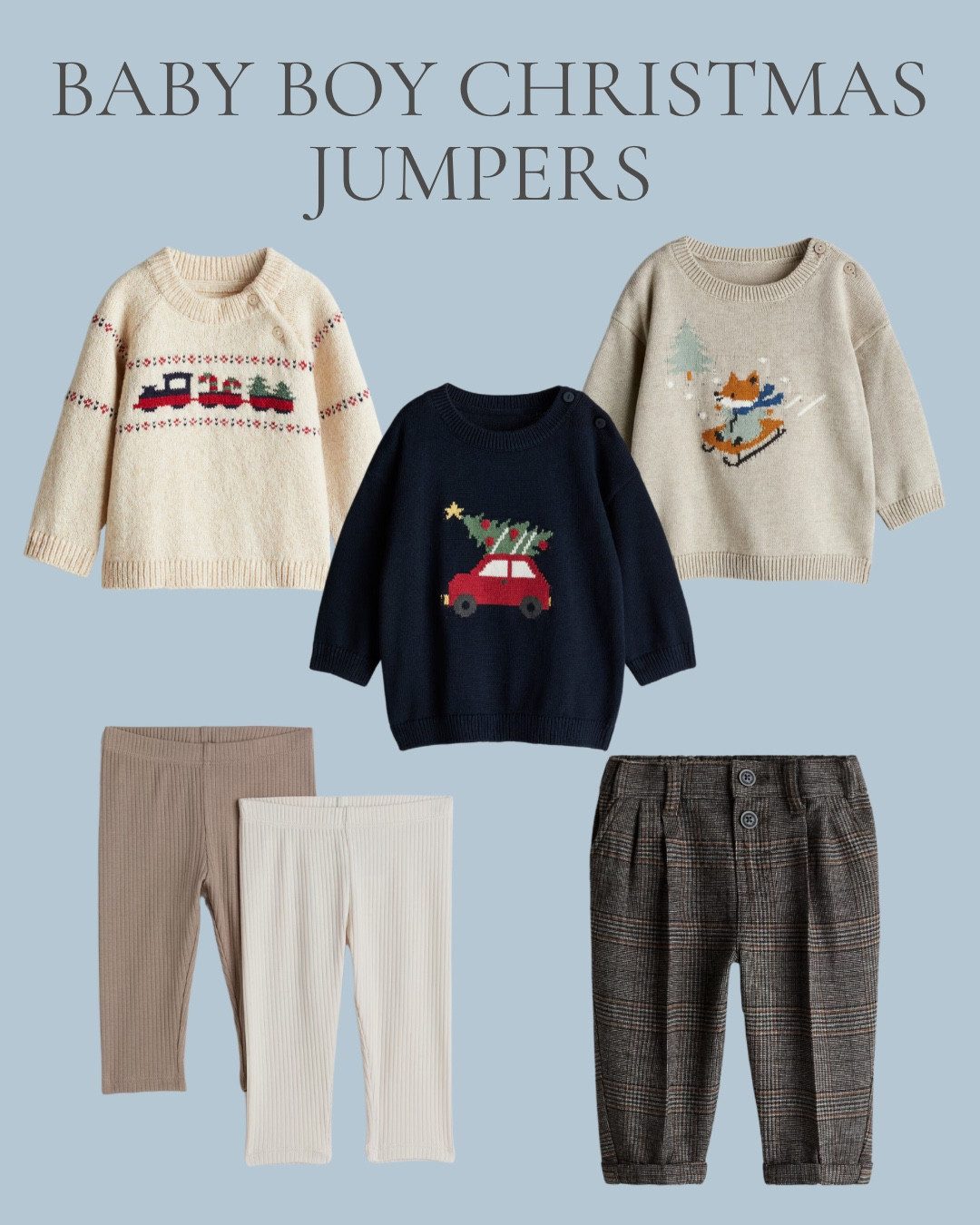 Baby boy Christmas jumpers
.
For ages 4 months to 4 years
.
H&M kids wear - affordable kids clothing - cute Christmas jumpers - baby boy Christmas jumpers - baby boy Christmas outfits- toddler Xmas clothes - neutral kids fashion

#LTKHoliday #LTKBaby #LTKFindsUnder50