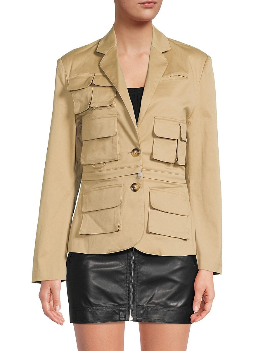 Rta Women's Notch Lapel Utilitarian Blazer - Tan - Size 4 | Saks Fifth Avenue OFF 5TH