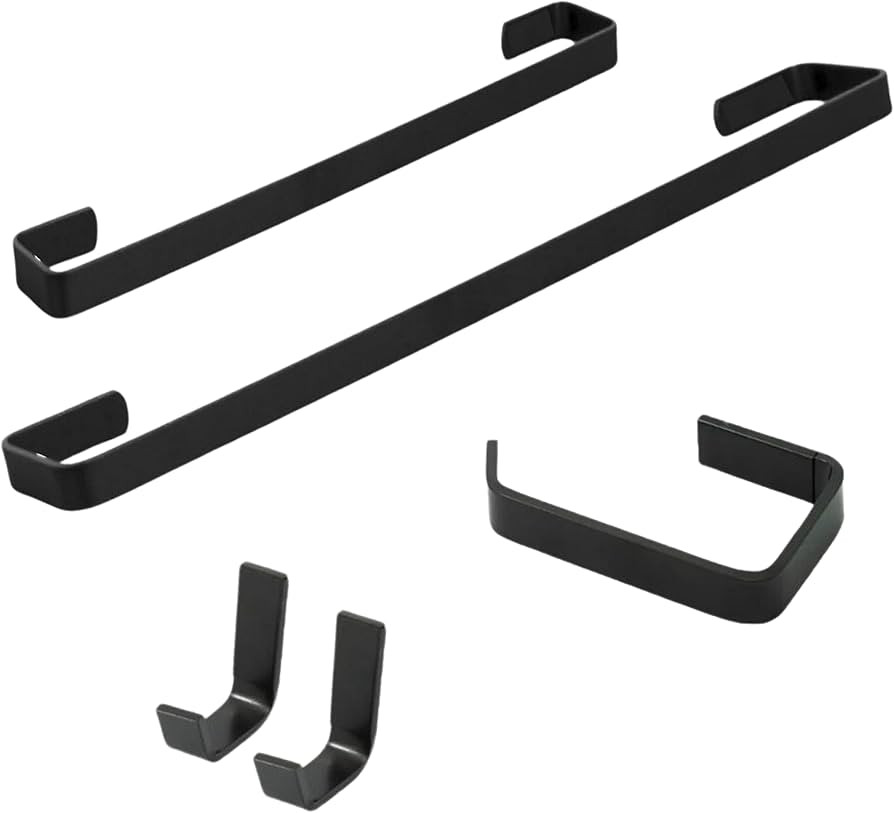 Kit Acessórios Para Banheiro Peças Quadrado Preto Fosco Alumínio Porta Toalha | Amazon (BR)