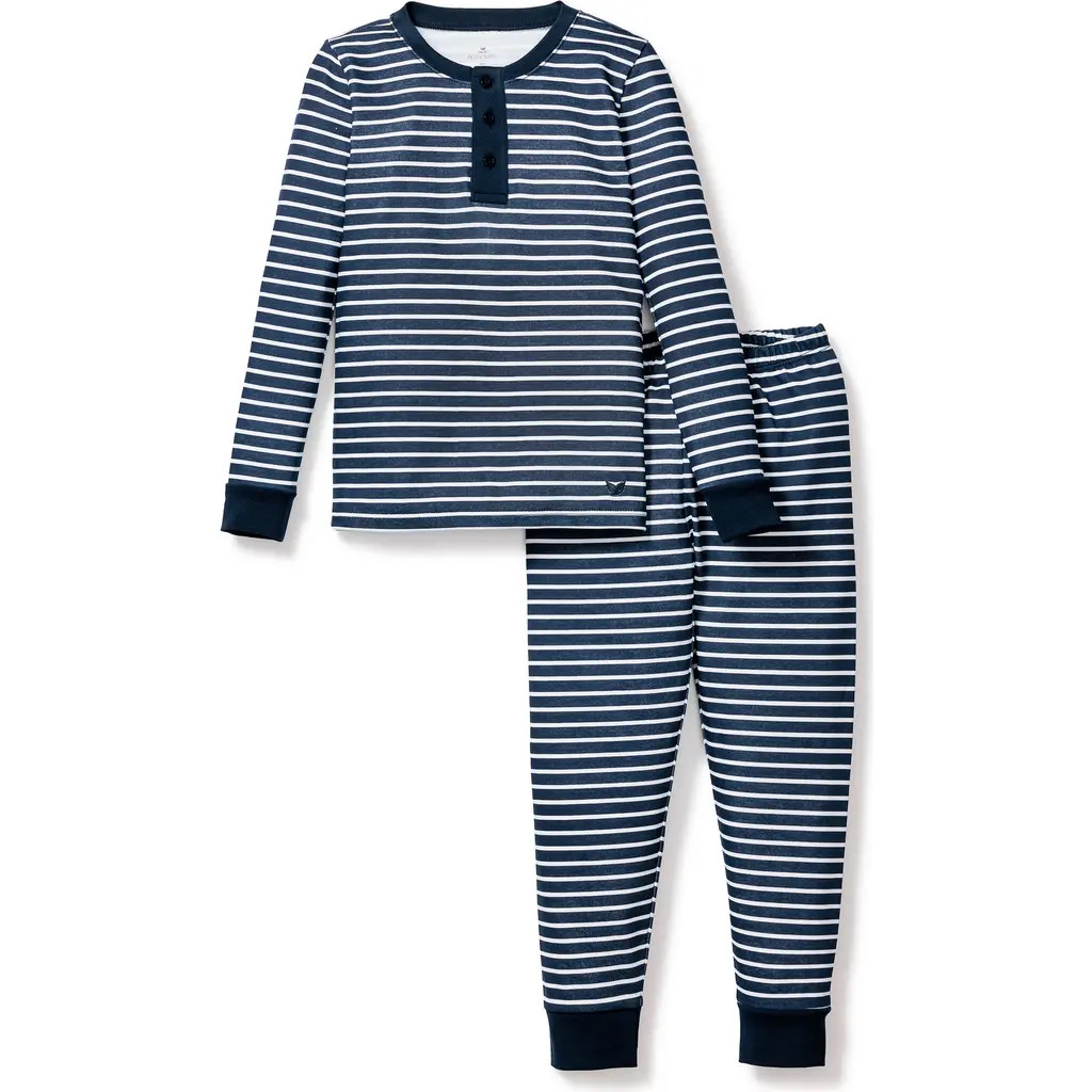 Petite Plume Kids' Pima Cotton Long Pajamas in Navy at Nordstrom, Size 3T | Nordstrom