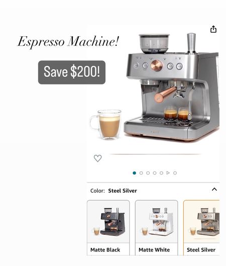 A more affordable espresso machine on sale right now! Cafe brand in black, silver, and white! Under $400. The perfect Christmas gift for a husband, wife, mom, sister, friend. 

#LTKhome #LTKGiftGuide #LTKHolidaySale