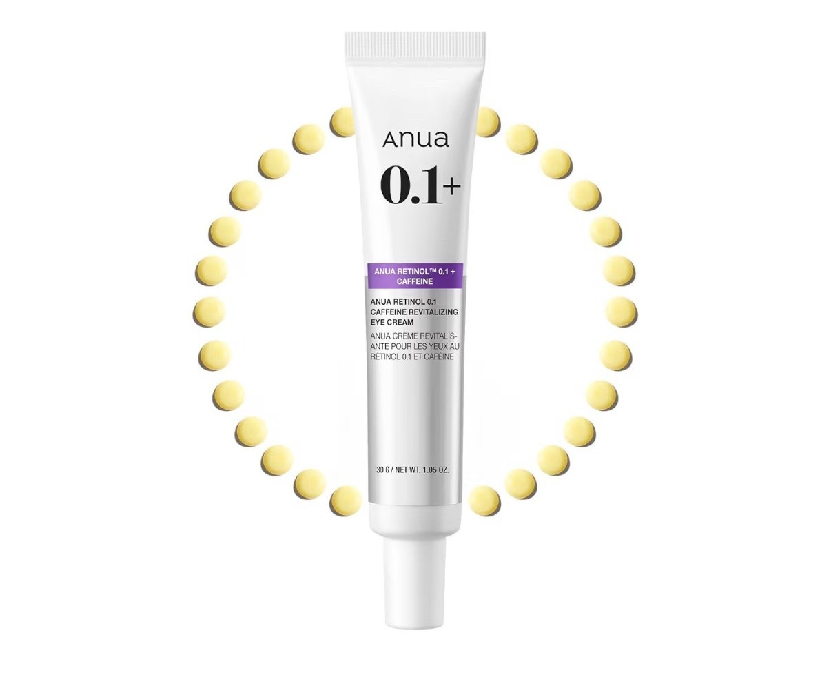 Anua Retinol 0.1 Caffeine Revitalizing Eye Cream, Lightweight Formula for Dark Circles & Puffiness, Hydrating for Sensitive Skin, Korean Skincare,1.05 fl oz