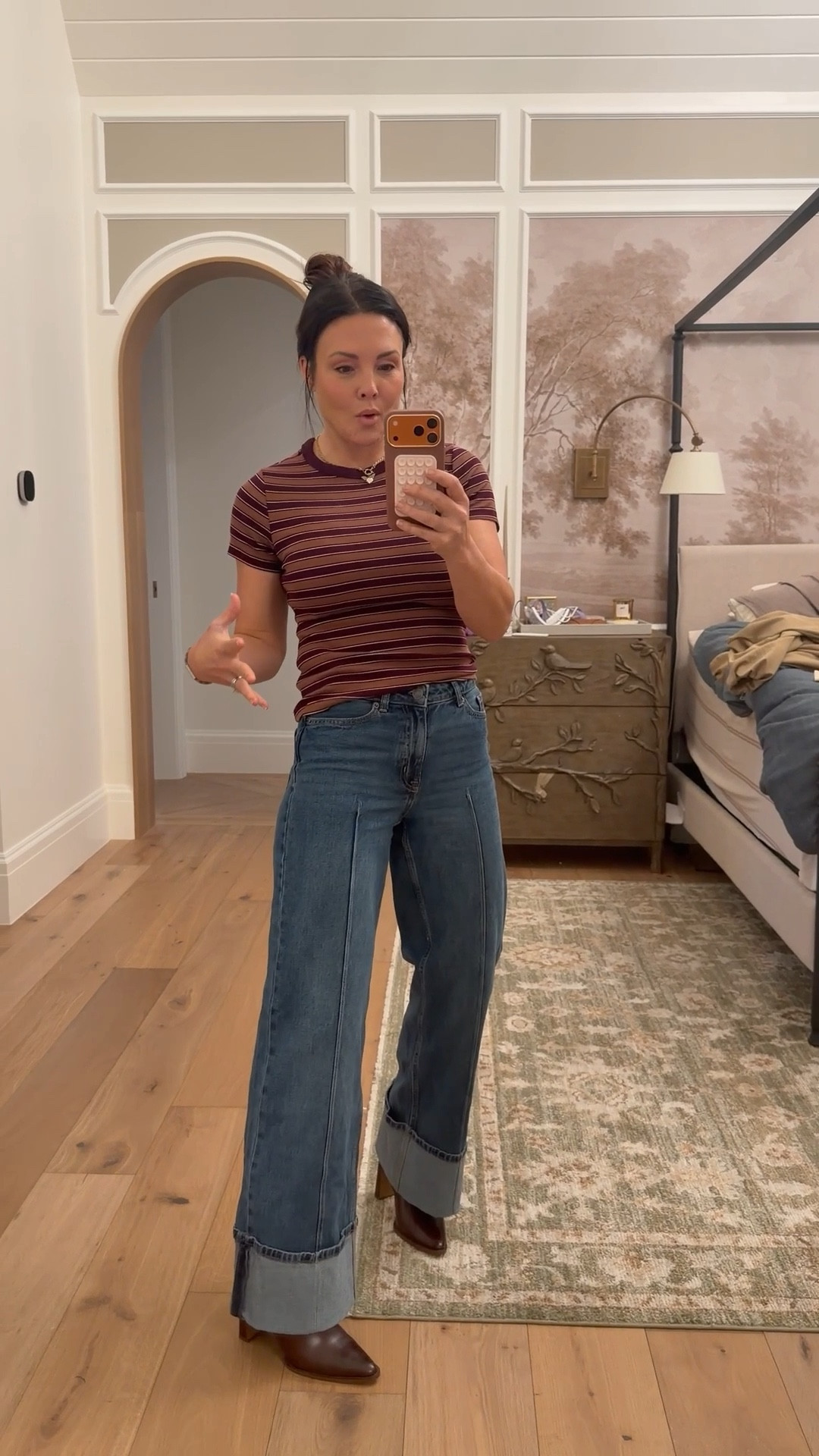 Widely leg cuffed Jean and retro ribbed striped t shirt - super affordable and all fit tts. 

Amazon finds Amazon fashion 

#LTKSaleAlert #LTKOver40