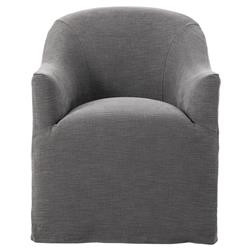 Desiree Modern French Charcoal Grey Slipcover Dining Arm Chair | Kathy Kuo Home
