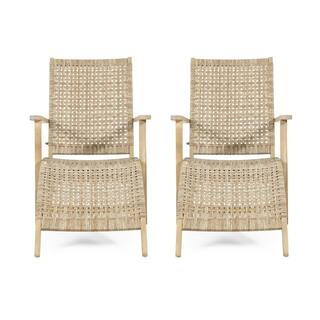 Noble House Snumshire Wicker Outdoor Lounge Chair with Ottoman (2-Pack) 108055 - The Home Depot | The Home Depot