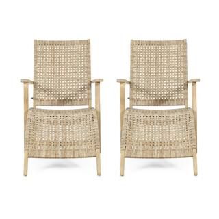 Noble House Snumshire Wicker Outdoor Lounge Chair with Ottoman (2-Pack) 108055 - The Home Depot | The Home Depot