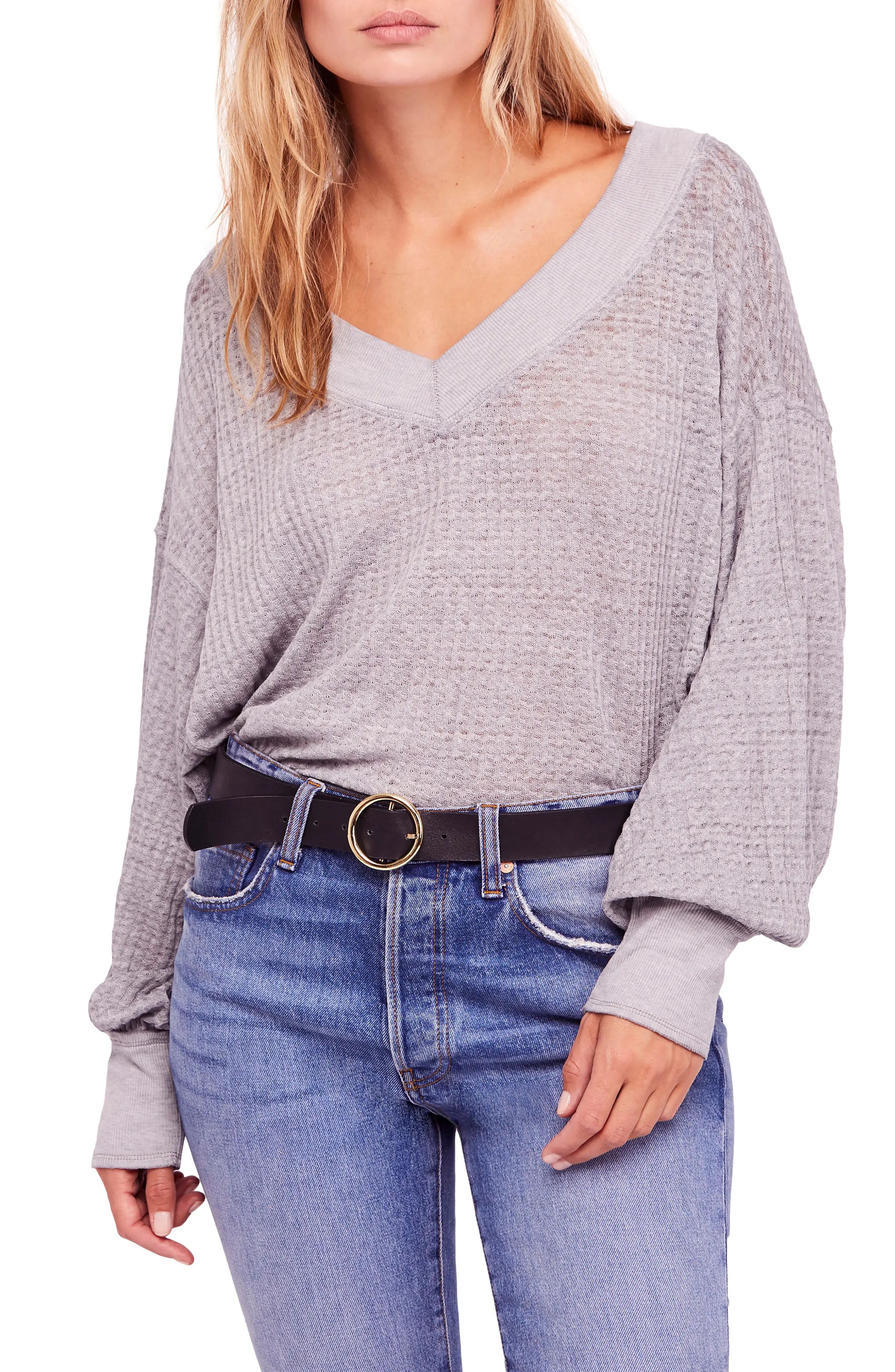 Women's We The Free By Free People South Side Thermal Top, Size X-Small - Grey | Nordstrom