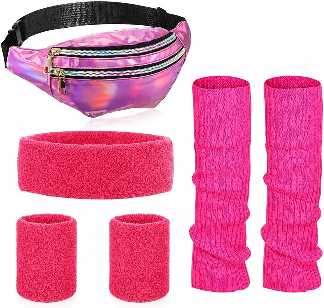 SATINIOR 80s Women Workout Outfit Neon Leg Warmer Headband Wristbands Fanny Pack Set 80s Accessor... | Amazon (US)
