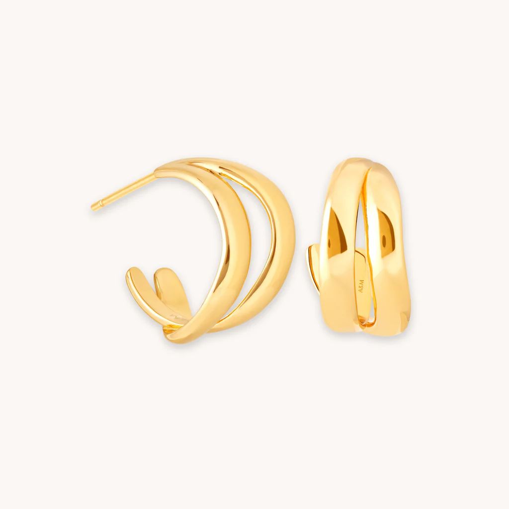 Molten Duo Small Hoops in Gold | Astrid and Miyu