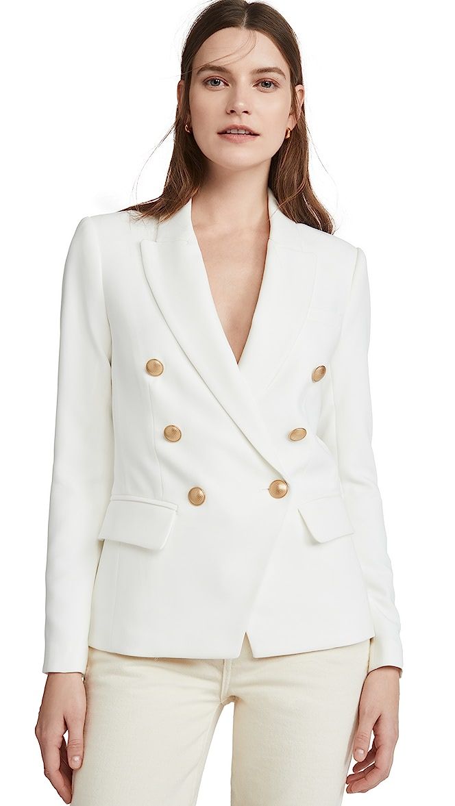 L'AGENCE Kenzie Double Breasted Blazer, White Blazer, Casual Summer Dresses, Summer Blazer | Shopbop