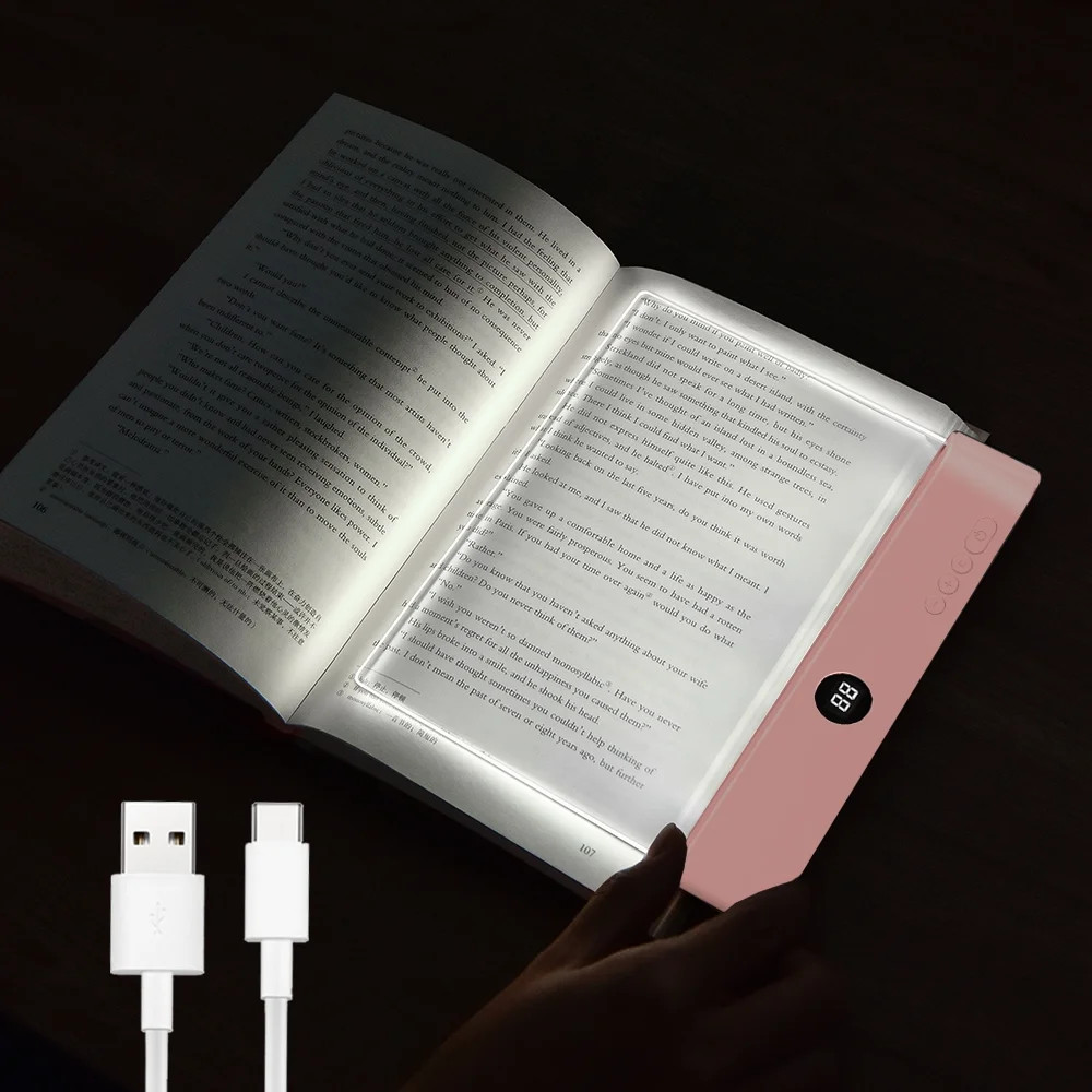 Book Light, Rechargeable Clear LED Flat Reading Light with 3 Colors & Timer,  Dimmable Panel Plat... | Walmart (US)