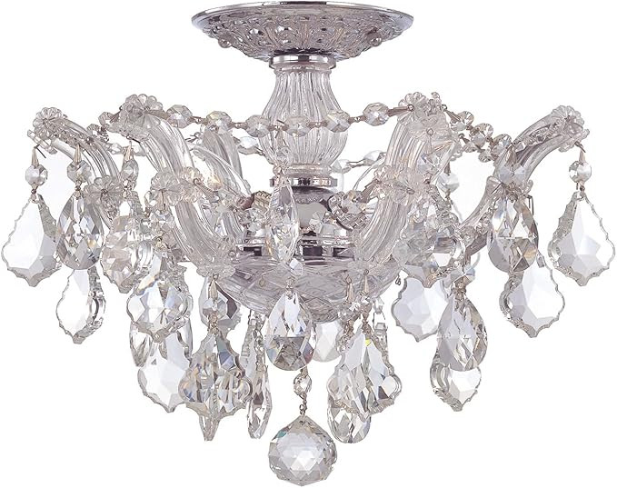 Maria Theresa 3 Light Hand Cut Crystal Polished Chrome Semi Flush Mount | Amazon (US)