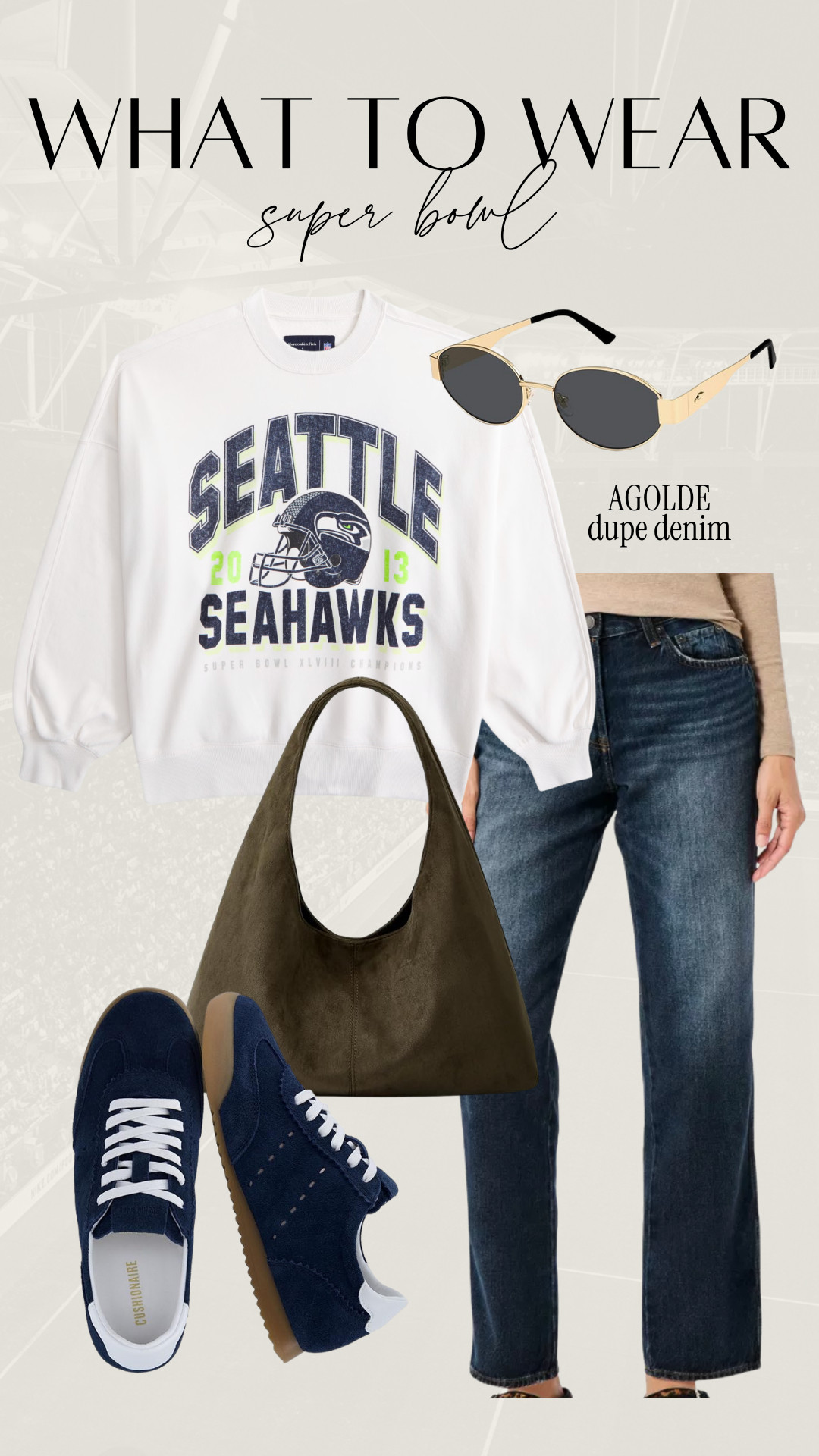 What to Wear: Super Bowl Seahawks sweathirt, Agolde denim dupe 

 #LTKdayinmylife #LTKootd